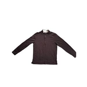 Left Coast Tee Quarter Zip Pullover Mens Brown 100% Pima Cotton Excellent L